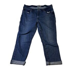 Levi Strauss & Co Classic Straight‎ Leg Blue Denim Jeans Women Size 34 Cuffed